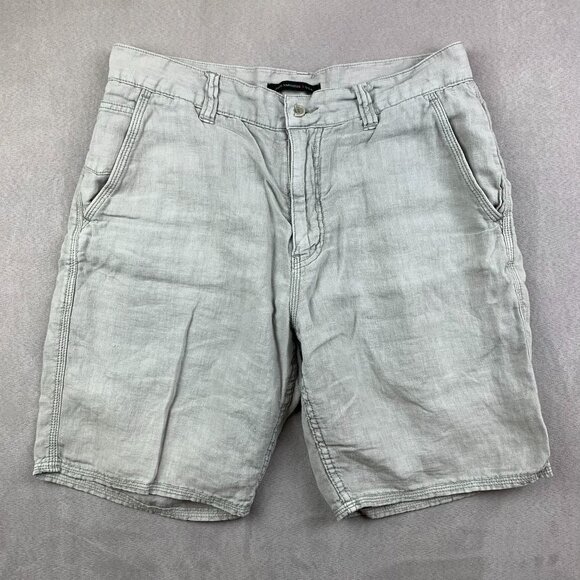 John Varvatos USA Mens Shorts 32 Light Gray 100% Linen 8" Inseam Flap Pockets - Picture 1 of 8